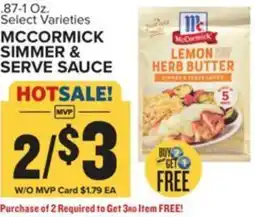 Food Lion Mccormick simmer & serve sauce offer