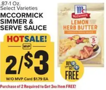 Food Lion Mccormick simmer & serve sauce offer