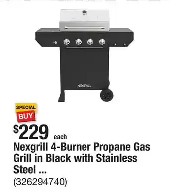 The Home Depot Nexgrill 4-Burner Propane Gas Grill in Black with Stainless Steel Main Lid offer