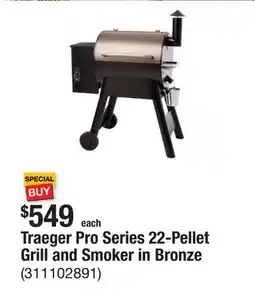 The Home Depot Traeger Pro Series 22-Pellet Grill and Smoker in Bronze offer