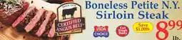 Market Basket Boneless Petite N.Y. Sirloin Steak offer