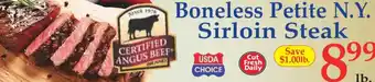 Market Basket Boneless Petite N.Y. Sirloin Steak offer