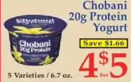 Market Basket Chobani 20g Protein Yogurt offer