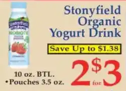 Market Basket Stonyfield Organic Yogurt Drink offer