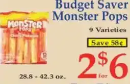 Market Basket Budget Saver Monster Pops offer