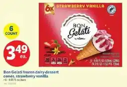 Lidl Bon Gelati frozen dairy dessert cones, strawberry vanilla offer