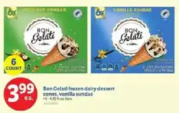 Lidl Bon Gelati frozen dairy dessert cones, vanilla sundae offer