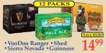 Market Basket VooDoo Ranger, Shed, Sierra Nevada, Guinness offer