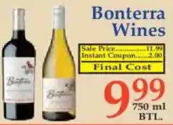 Market Basket Bonterra Wines offer