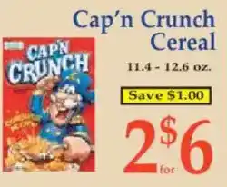 Market Basket Cap'n Crunch Cereal offer