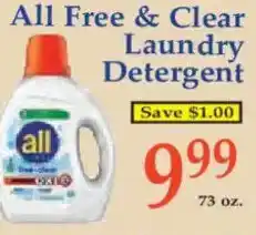 Market Basket All Free & Clear Laundry Detergent offer
