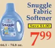 Market Basket Snuggle Fabric Softener offer