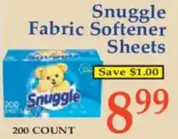 Market Basket Snuggle Fabric Softener Sheets offer