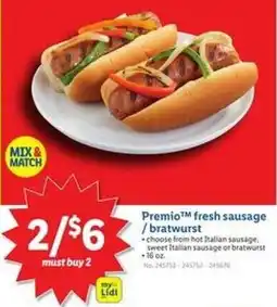Lidl PremioTM fresh sausage /bratwurst offer
