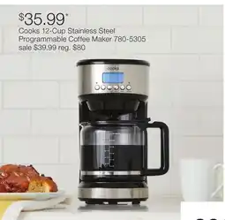 JC Penney Cooks 12-Cup Stainless Steel Programmable Coffee Maker offer