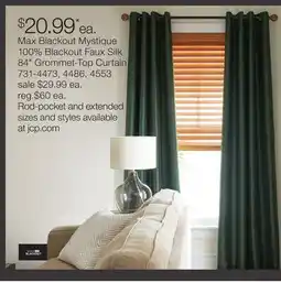 JC Penney Max Blackout Mystique 100% Blackout Faux Silk 84 Grommet-Top Curtain offer