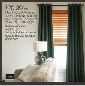 JC Penney Max Blackout Mystique 100% Blackout Faux Silk 84 Grommet-Top Curtain offer