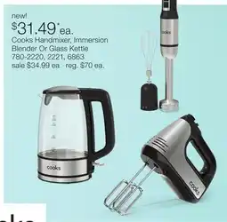 JC Penney Cooks Handmixer, Immersion Blender Or Glass Kettle offer