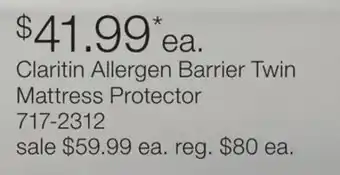 JC Penney Claritin Allergen Barrier Twin Mattress Protector offer