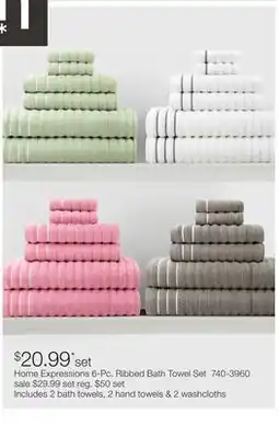 JC Penney Home Expressions 6-Pc. Ribbed Bath Towel Set offer