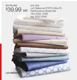 JC Penney Liz Claiborne 575TC Ultra Fit Performance Sheet Set offer