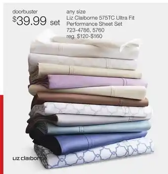 JC Penney Liz Claiborne 575TC Ultra Fit Performance Sheet Set offer