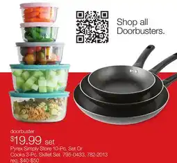 JC Penney Pyrex Simply Store 10-Pc. Set Or Cooks 3-Pc. Skillet Set offer