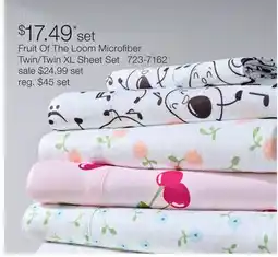 JC Penney Fruit Of The Loom Microfiber Twin/Twin XL Sheet Set offer