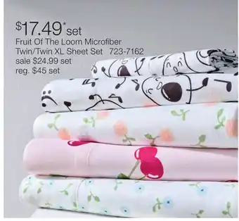 JC Penney Fruit Of The Loom Microfiber Twin/Twin XL Sheet Set offer