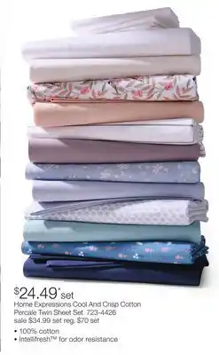 JC Penney Home Expressions Cool And Crisp Cotton Percale Twin Sheet Set offer