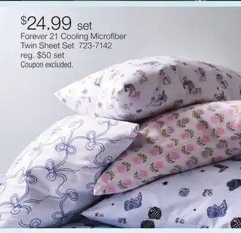 JC Penney Forever 21 Cooling Microfiber Twin Sheet Set offer