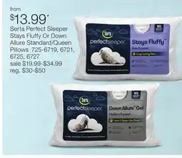 JC Penney Serta Perfect Sleeper Stays Fluffy Or Down Allure Standard/Queen Pillows offer