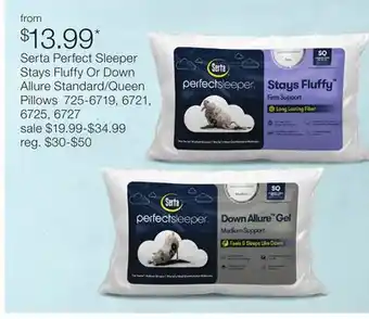 JC Penney Serta Perfect Sleeper Stays Fluffy Or Down Allure Standard/Queen Pillows offer