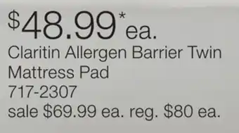 JC Penney Claritin Allergen Barrier Twin Mattress Pad offer