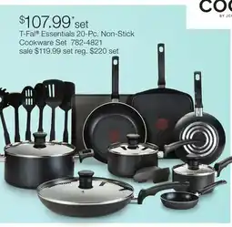 JC Penney T-Fal Essentials 20-Pc. Non-Stick Cookware Set offer