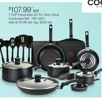 JC Penney T-Fal Essentials 20-Pc. Non-Stick Cookware Set offer