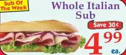 Market Basket Whole Italian Sub offer