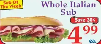 Market Basket Whole Italian Sub offer