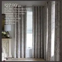 JC Penney Sun Zero Atmosphere Solid Or Print 100% Blackout 84 Grommet-Top Curtain offer