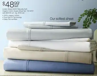 JC Penney Linden Street 300TC Naturally Soft Organic Cotton Queen Sheet Set offer