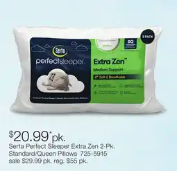 JC Penney Serta Perfect Sleeper Extra Zen 2-Pk. Standard/Queen Pillows offer
