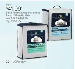 JC Penney Serta Perfect Sleeper Mattress Pads offer