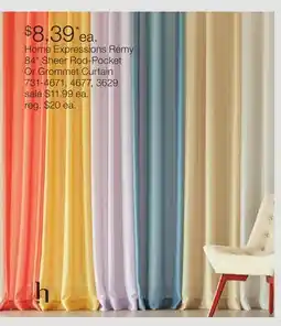 JC Penney Home Expressions Remy 84 Sheer Rod-Pocket Or Grommet Curtain offer
