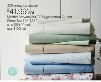 JC Penney Martha Stewart 300TC Hygrocotton Queen Sheet Set offer