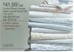 JC Penney Linden Street Vintage Wash Queen Sheet Set offer