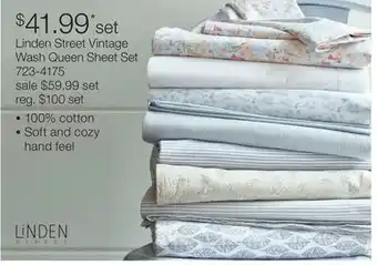 JC Penney Linden Street Vintage Wash Queen Sheet Set offer