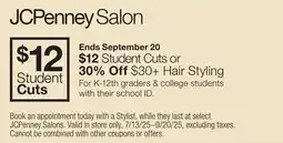 JC Penney JCPenney Salon Student Cuts offer