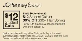 JC Penney JCPenney Salon Student Cuts offer