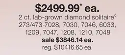 JC Penney 2 ct. lab-grown diamond solitaire◊ offer