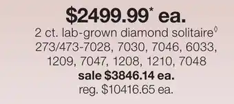 JC Penney 2 ct. lab-grown diamond solitaire◊ offer